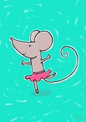 Souris ballerine sur fond turquoise